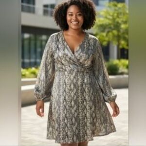 Ava & Viv Snake Print Wrap Midi Dress